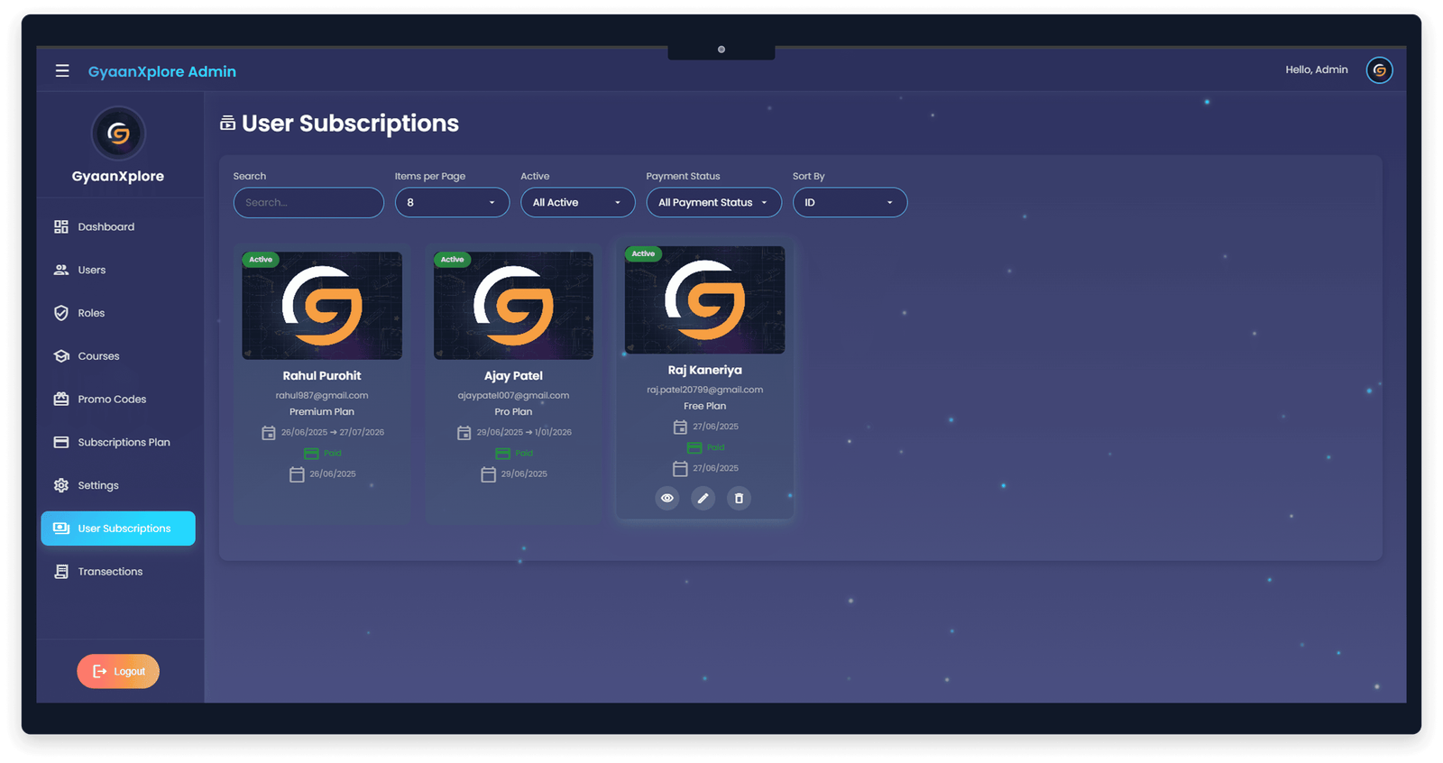 User Subscriptions